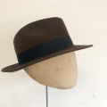 Chocolate and navy unisex trilby