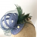 cornflower blue and green fascinator