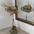 silk green bow hat with matching bag