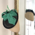 black and green bow saucer hat