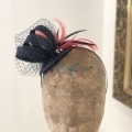 navy and coral fascinator Holly Young