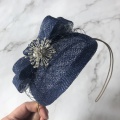 Bespoke jewelled navy fascinator Holly Young