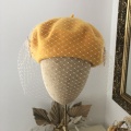 yellow beret with detachable veil