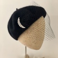 black beret with veil for formal occasion
