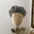 grey beret with ivory veil