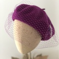 magenta beret with veiling HY