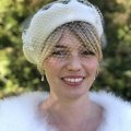 Ivory beret with detachable veil