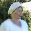 Winter bridal beret with veil and brooch