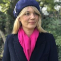 Navy beret with detachable veil