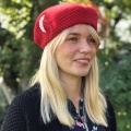Red beret with veil Holly Young