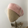 Light pink beret with blush veiling