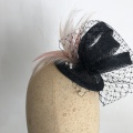 Black dusky salmon pink Fascinator