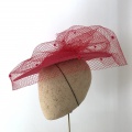 Red boater style hat for women