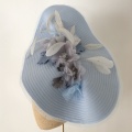 Light blue and silver occasion hat