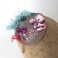 Pink red and turquoise Fascinator