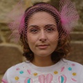 couture pink bird cage veil Holly Young
