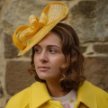 sculptural yellow occasion disk hat