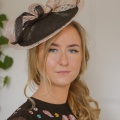 black and blush saucer hat