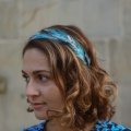 turquoise blue feather headband