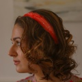 coral blush peach feather hair band