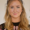 bland and white veiled headband