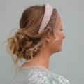 ivory padded headband with veil