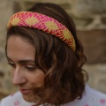 bright pink and yellow headband