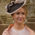 black and pink mother of the bride hat