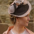 black and light pink wedding hat