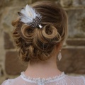 ivory and silver feather hair clip