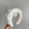 feather veiled velvet headband