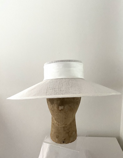 large brim white boater hat