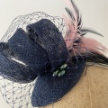 bespoke classic fascinator in navy and dusky pink