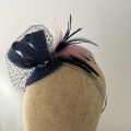 navy and dusky pink fascinator