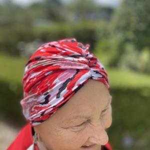 red cotton turban for hair loss