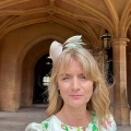 Light pink and green headpiece for an investiture