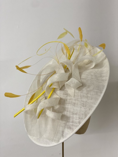 Yellow and ivory occasion hat