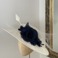 Ivory and navy occasion hat