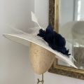 Ivory and navy wedding hat by Holly Young