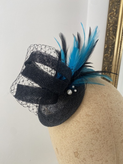 Navy and turquoise classic fascinator