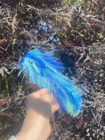Blue and turquoise feather headband with crystals