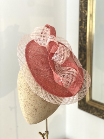 Bespoke larisa hat in coral and nude pink