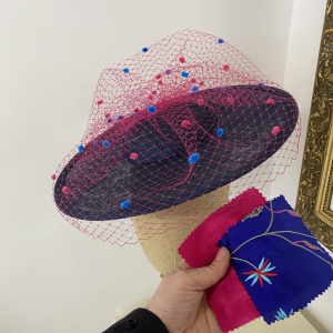 Bespoke Navy and pink boater hat
