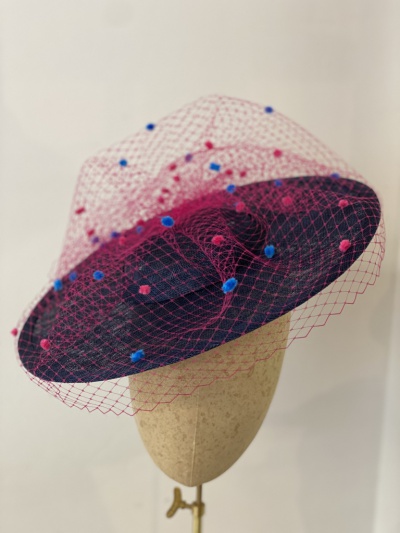 Custom Pink and blue boater hat