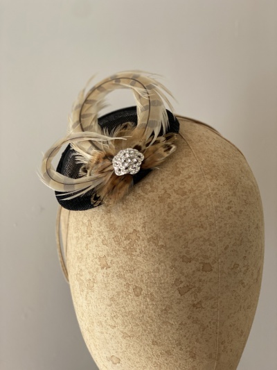Black and gold pheasant fascinator