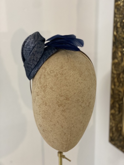 Bespoke denim effect navy Burgh headpiece