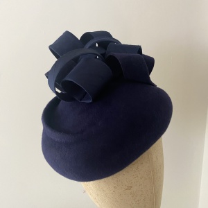 navy felt perch hat for wedding guest