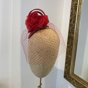 red so simple flower fascinator