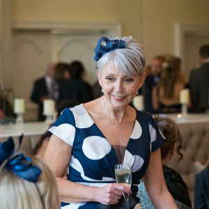 understated navy fascinator