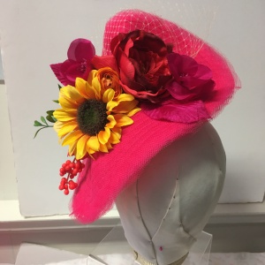 pink sunflower hat for mother of the bride